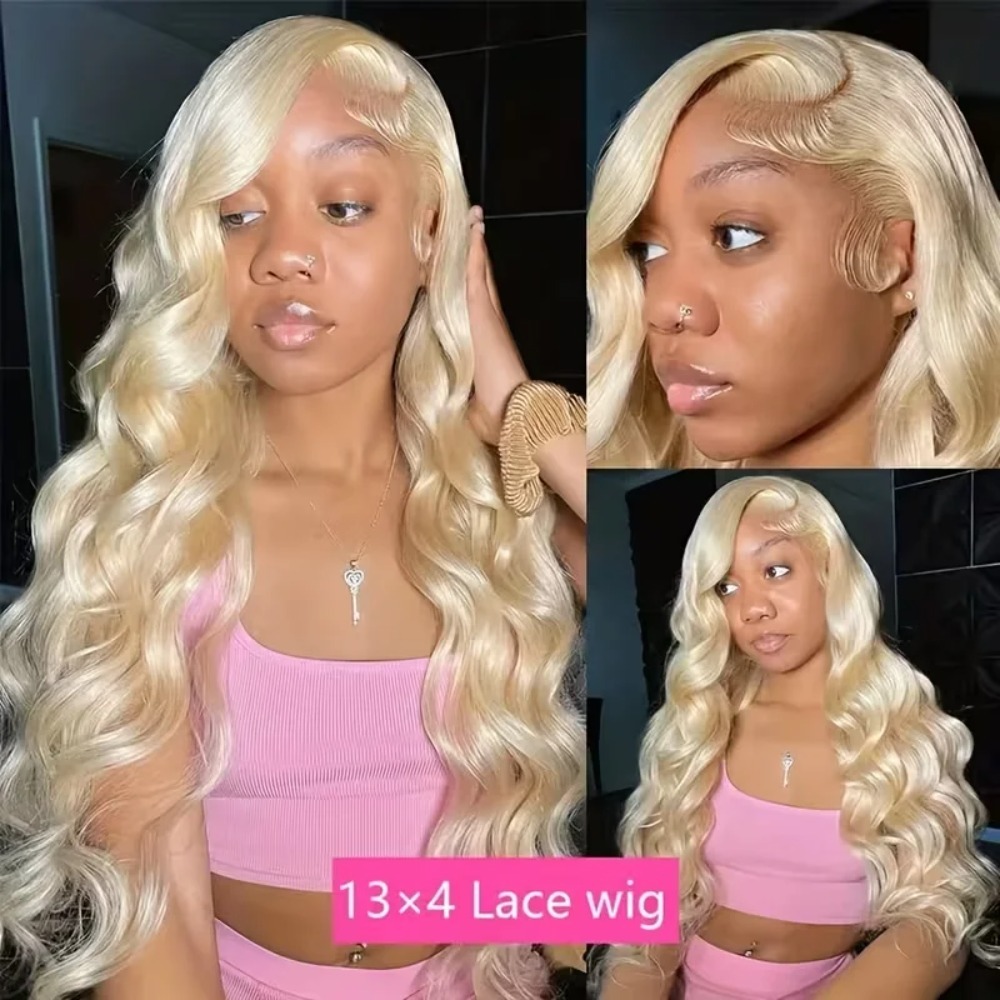 باروكة شعر طبيعي مموج بلون أشق - مراجعة 613 Blonde Body Wave Lace Front Wig وسعره